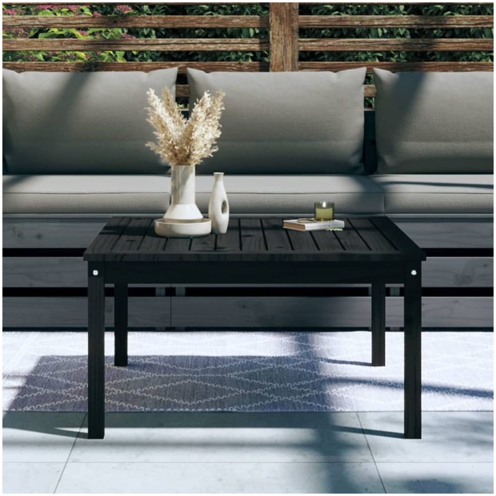 Trädgårdsbord svart massiv furu vidaXL 82.5 x 82.5 x 45 cm – bild 3