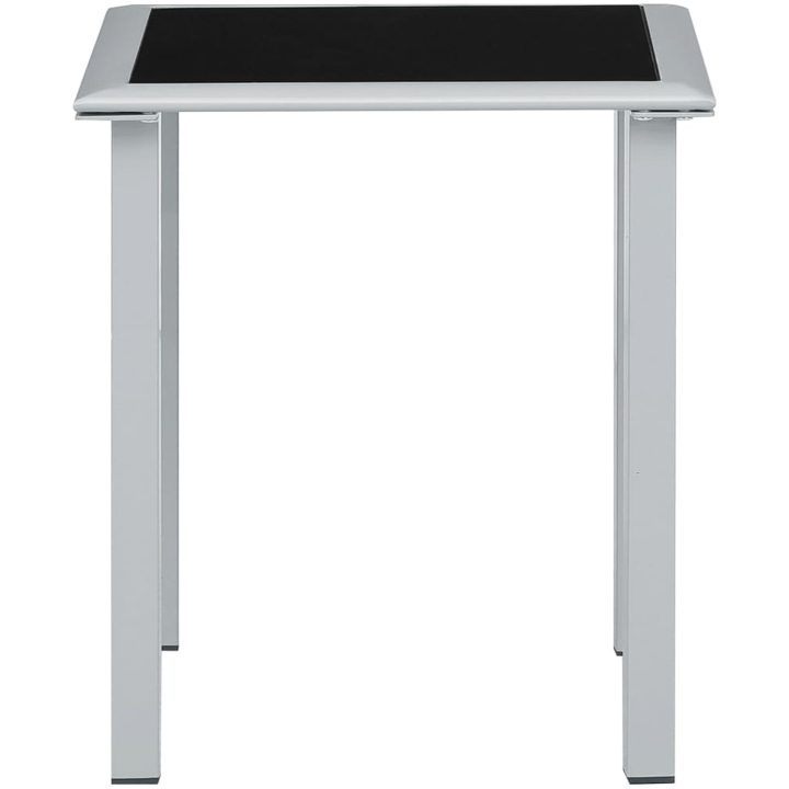 Trädgårdsbord svart och silver 41x41x45 cm stål och glas vidaXL – bild 2
