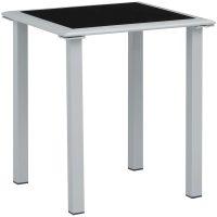 Trädgårdsbord svart och silver 41x41x45 cm stål och glas vidaXL