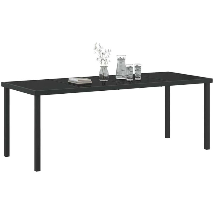 Trädgårdsbord Svart Tempererat Glas vidaXL 200 x 80 x 73 cm – bild 3