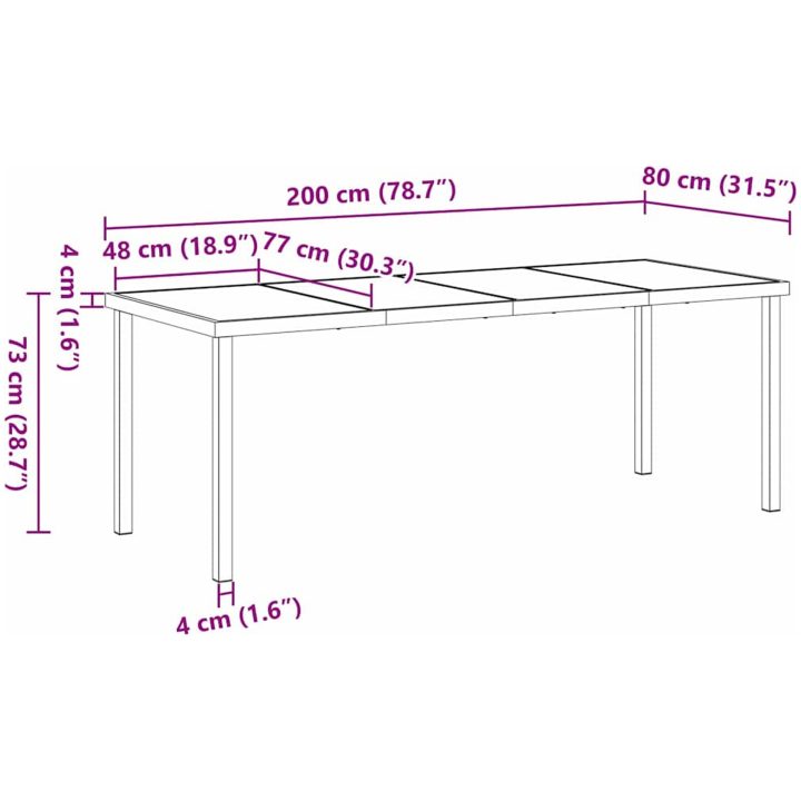 Trädgårdsbord Svart Tempererat Glas vidaXL 200 x 80 x 73 cm – bild 8