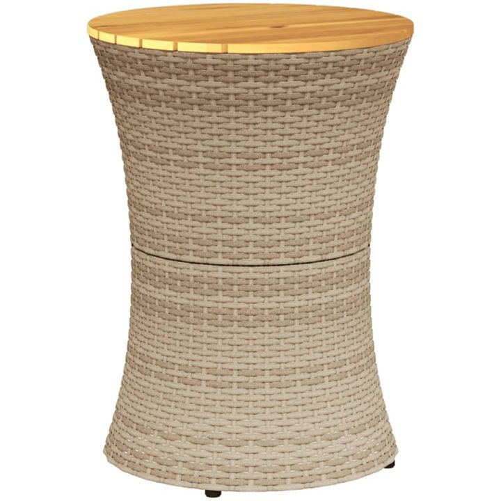 Trädgårdsbord trumma beige konstrotting och massivt trä vidaXL – bild 2