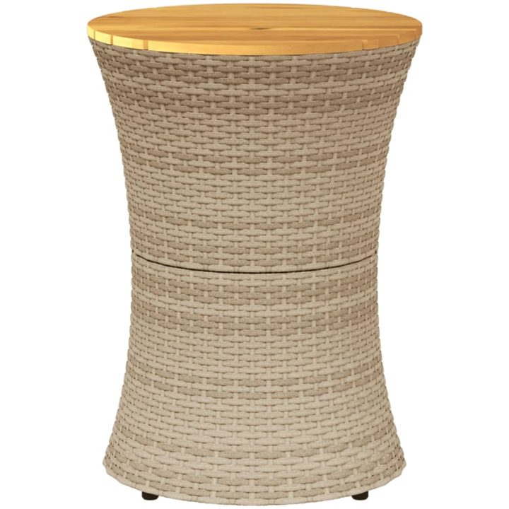 Trädgårdsbord trumma beige konstrotting och massivt trä vidaXL – bild 4