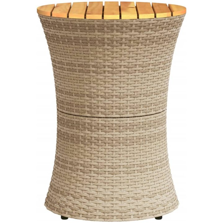 Trädgårdsbord trumma beige konstrotting och massivt trä vidaXL – bild 5