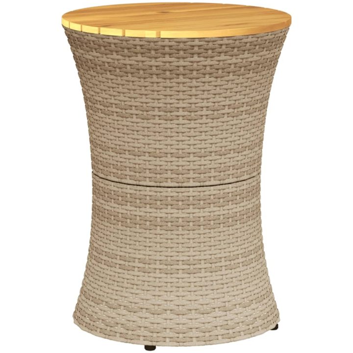 Trädgårdsbord trumma beige konstrotting och massivt trä vidaXL – bild 6
