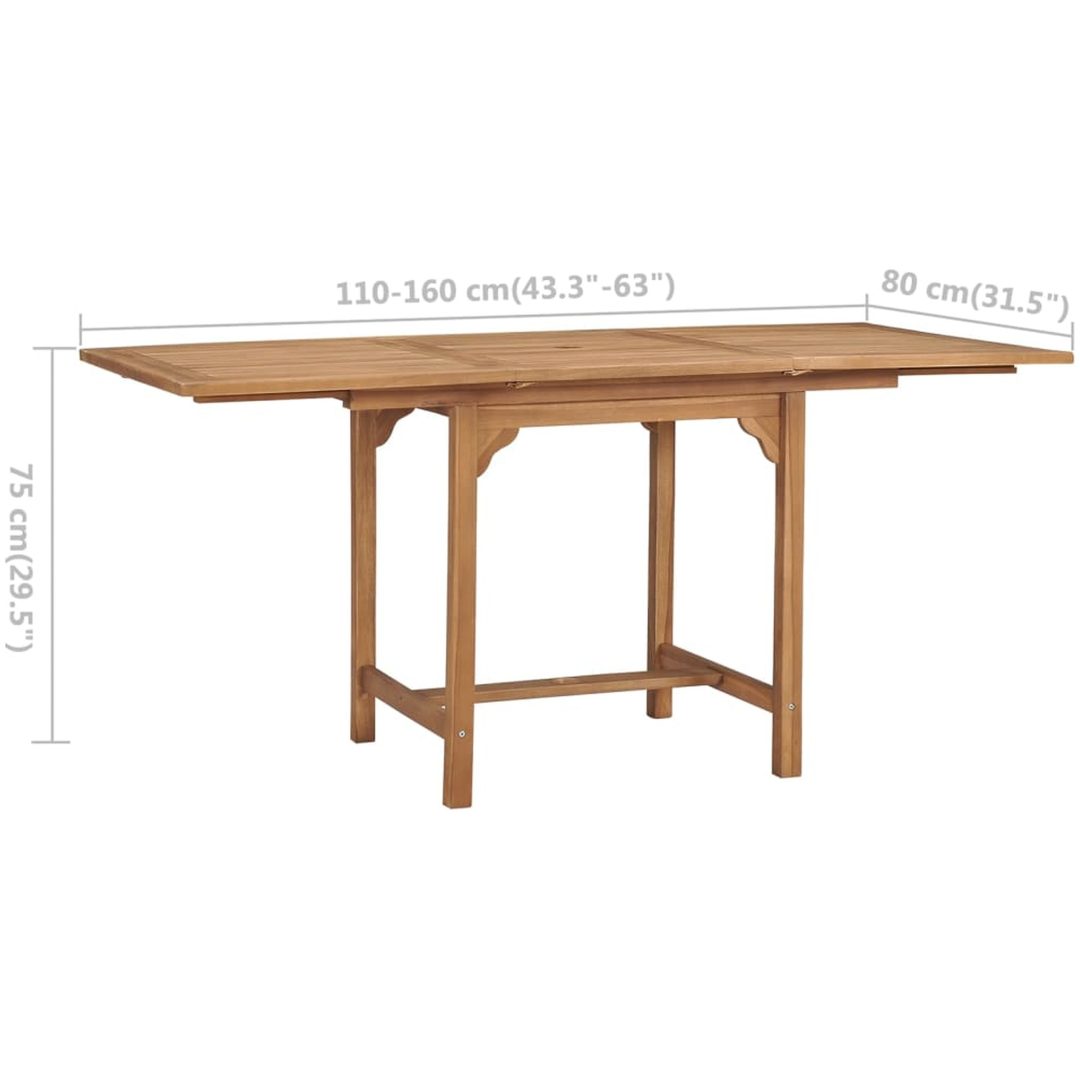 Trädgårdsbord utdragbart (110-160)x80x75cm massiv teak vidaXL – bild 9