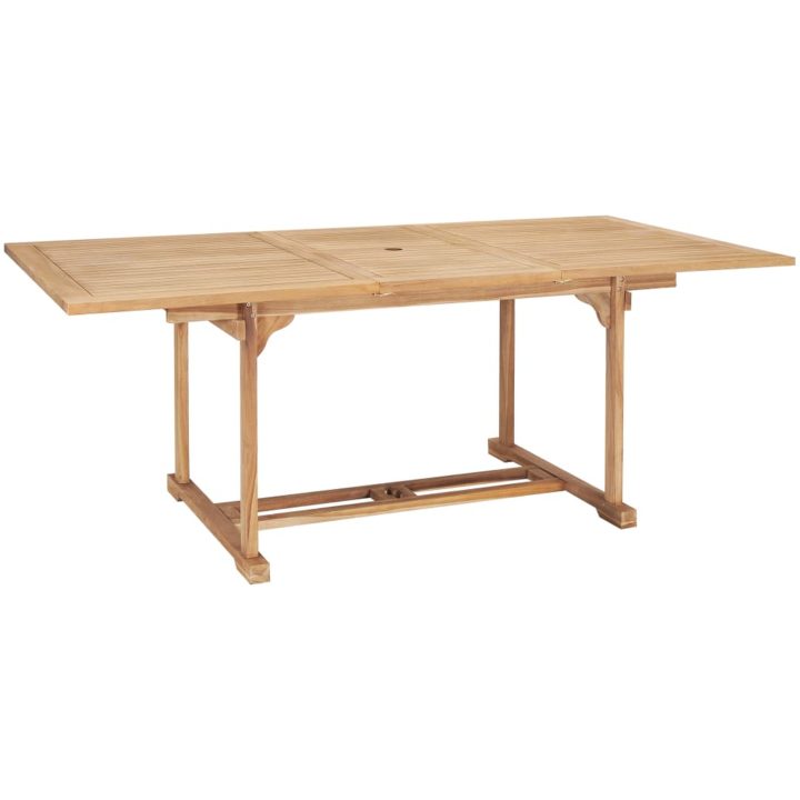 Trädgårdsbord utdragbart 150- massiv teak vidaXL 200 x 100 x 75 cm – bild 2
