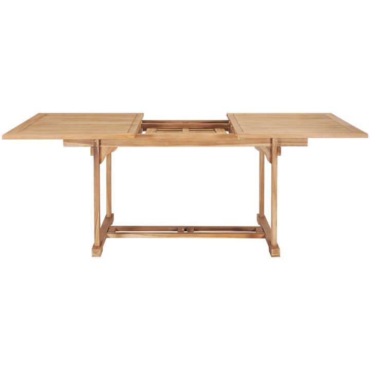 Trädgårdsbord utdragbart 150- massiv teak vidaXL 200 x 100 x 75 cm – bild 3