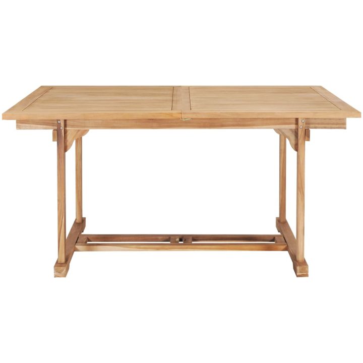 Trädgårdsbord utdragbart 150- massiv teak vidaXL 200 x 100 x 75 cm – bild 5