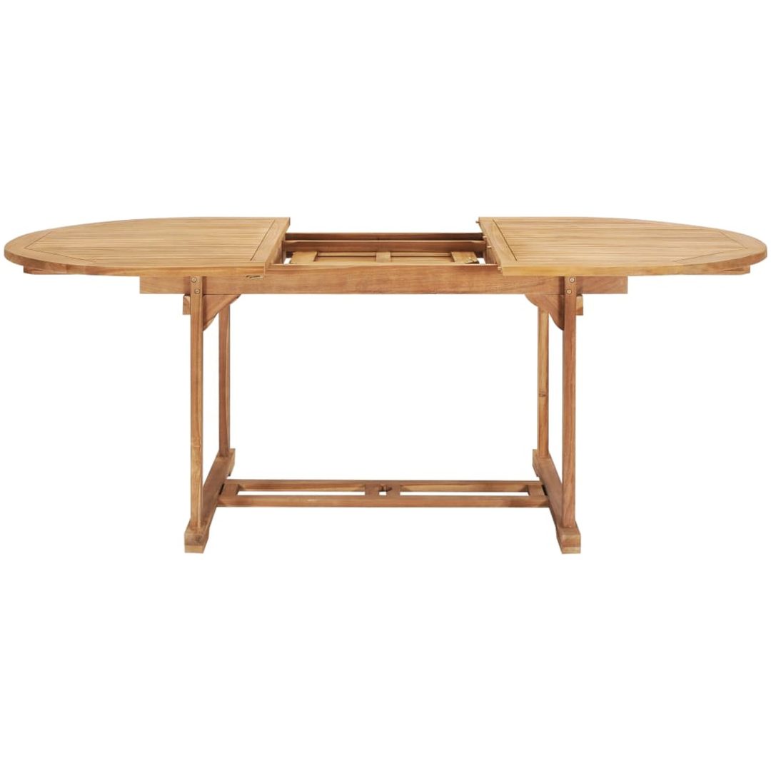 Trädgårdsbord utdragbart 150- massiv teak vidaXL 200 x 100 x 75 cm – bild 3