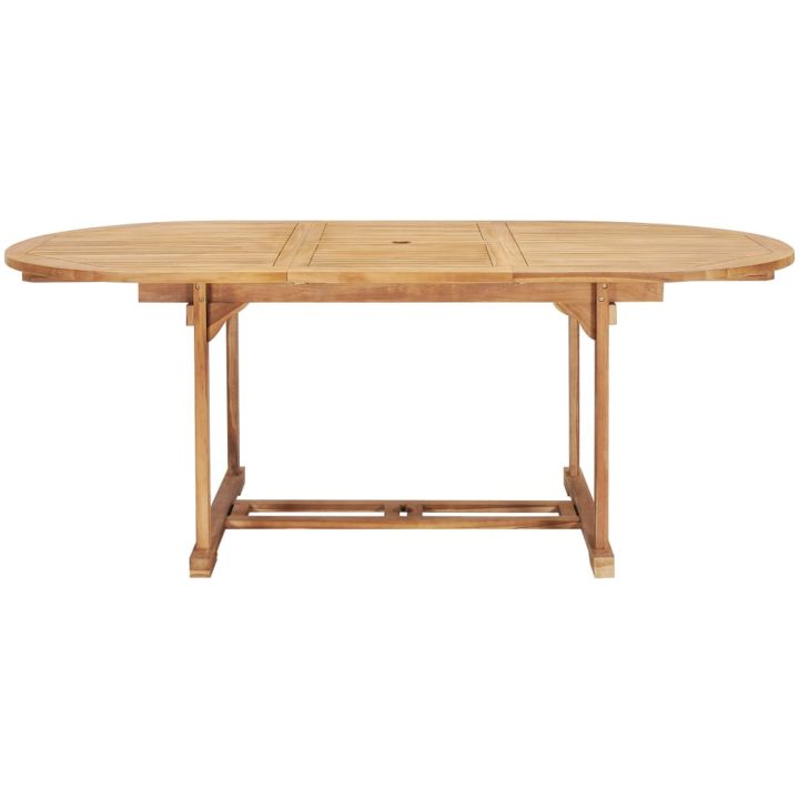 Trädgårdsbord utdragbart 150- massiv teak vidaXL 200 x 100 x 75 cm – bild 4