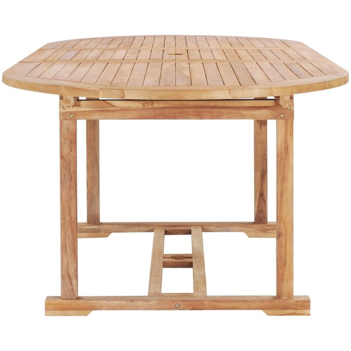 Trädgårdsbord utdragbart 150- massiv teak vidaXL 200 x 100 x 75 cm – bild 5