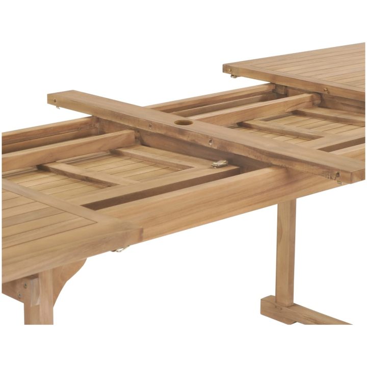 Trädgårdsbord utdragbart 180- massiv teak vidaXL 280 x 100 x 75 cm – bild 7