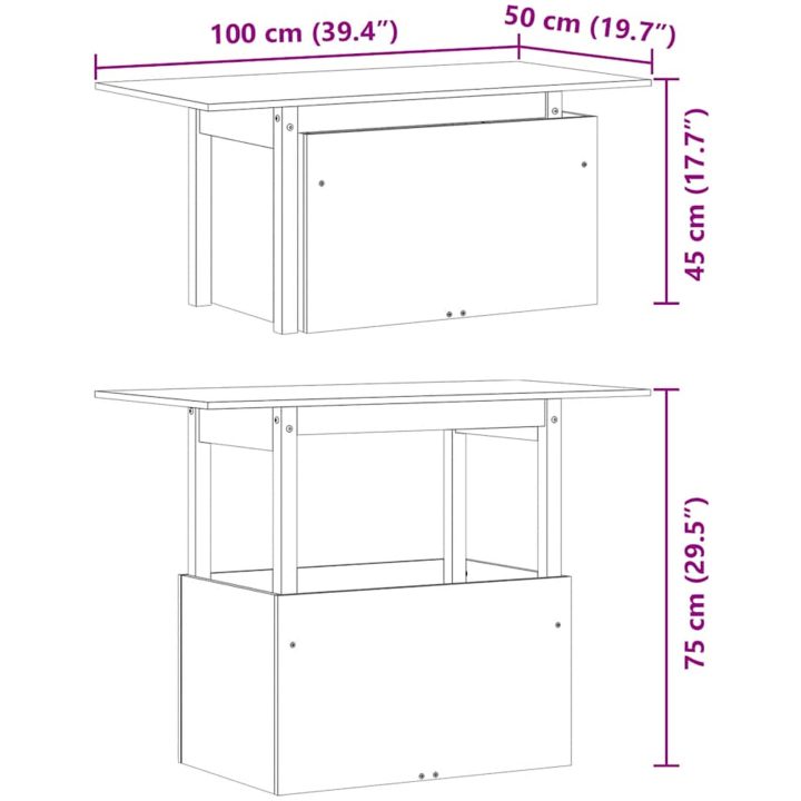 Trädgårdsbord vaxbrun 100x50x75 cm massiv furu vidaXL – bild 12