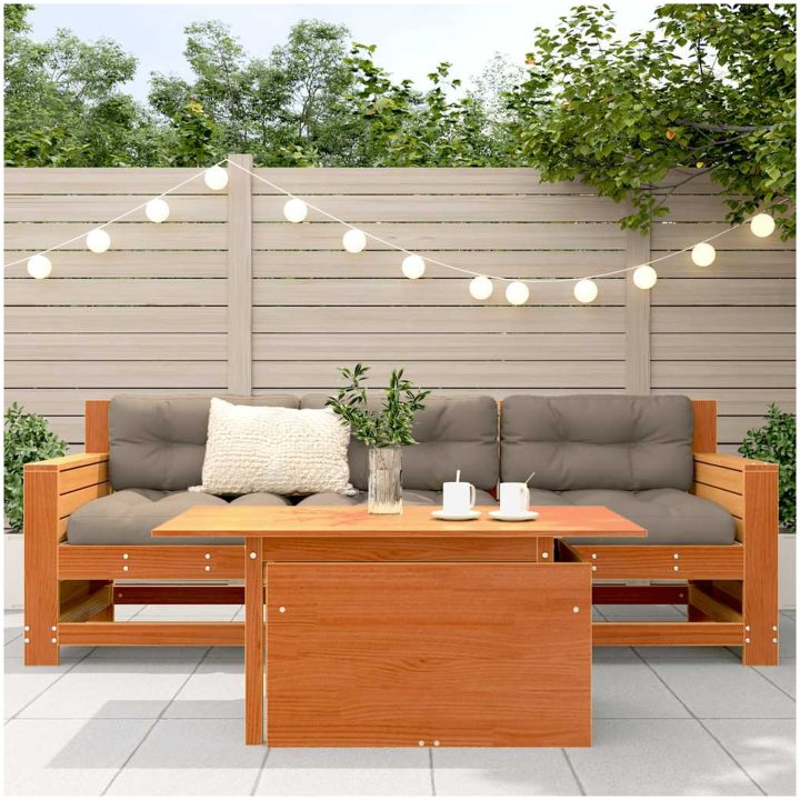 Trädgårdsbord vaxbrun 100x50x75 cm massiv furu vidaXL – bild 3
