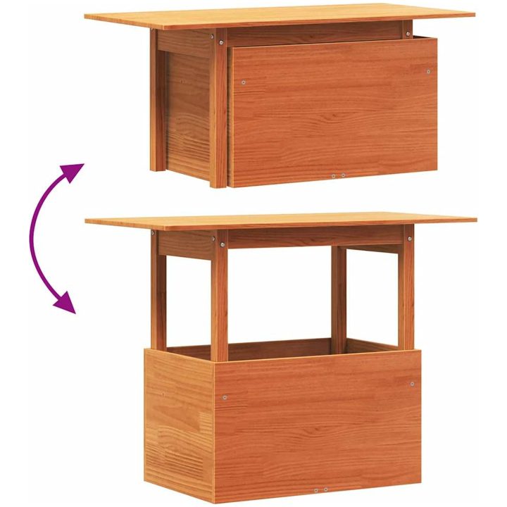Trädgårdsbord vaxbrun 100x50x75 cm massiv furu vidaXL – bild 8