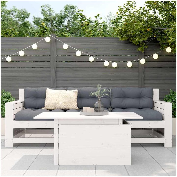 Trädgårdsbord vit 100x50x75 cm massiv furu vidaXL – bild 3