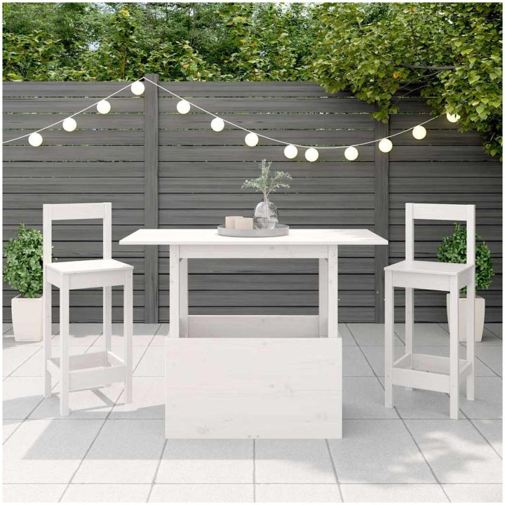 Trädgårdsbord vit 100x50x75 cm massiv furu vidaXL – bild 4