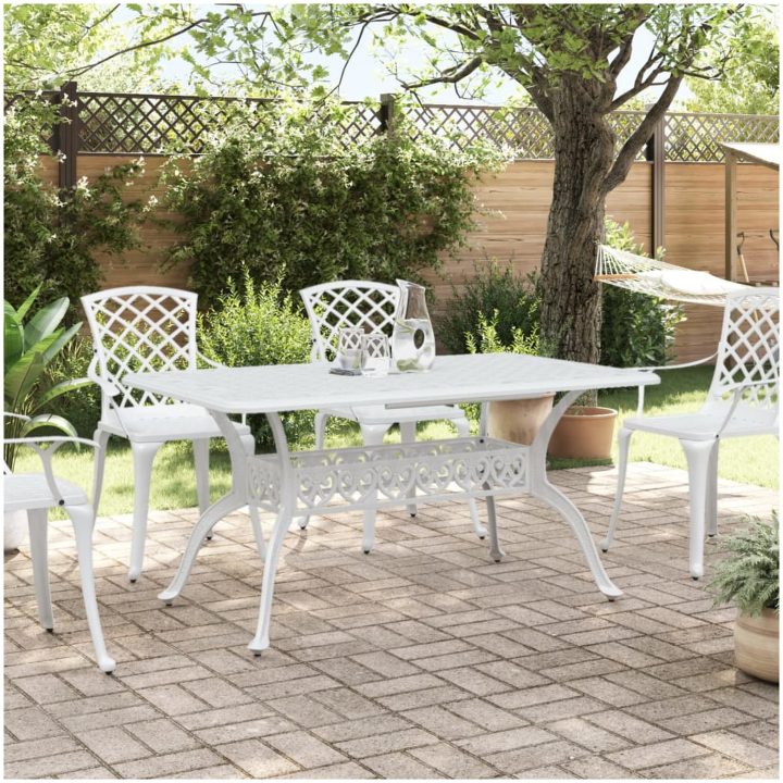 Trädgårdsbord vit 150x90x72 cm gjuten aluminium vidaXL – bild 3