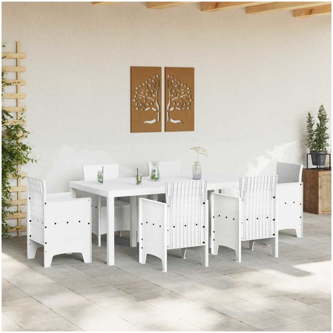 Trädgårdsbord vit 200x100x73 cm konstrotting vidaXL 2 m – bild 3