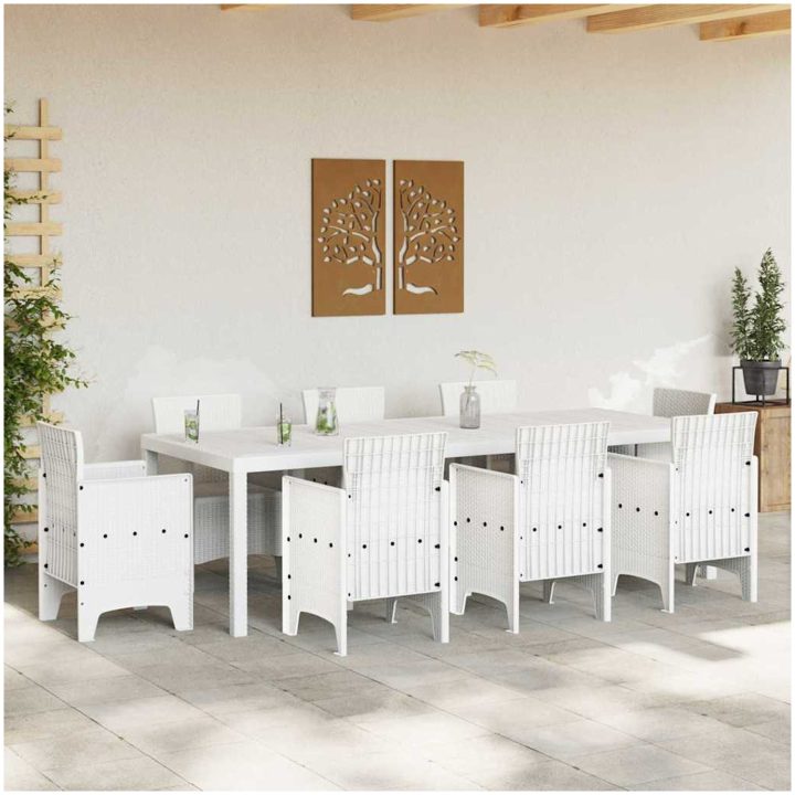 Trädgårdsbord vit 250x100x73 cm konstrotting vidaXL Stor – bild 3