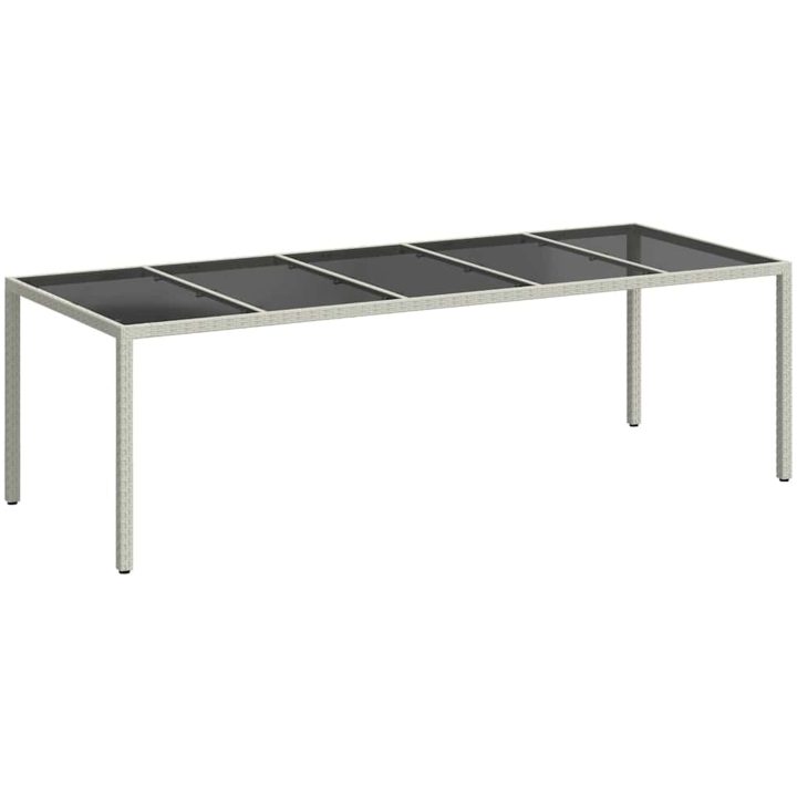 Trädgårdsbord vit 250x100x75 cm konstrotting och härdat glas vidaXL – bild 2