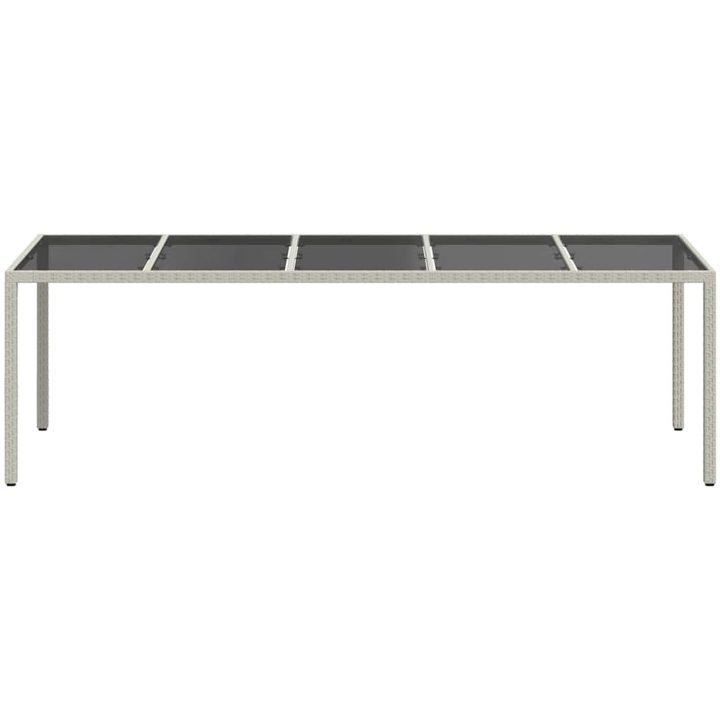 Trädgårdsbord vit 250x100x75 cm konstrotting och härdat glas vidaXL – bild 3