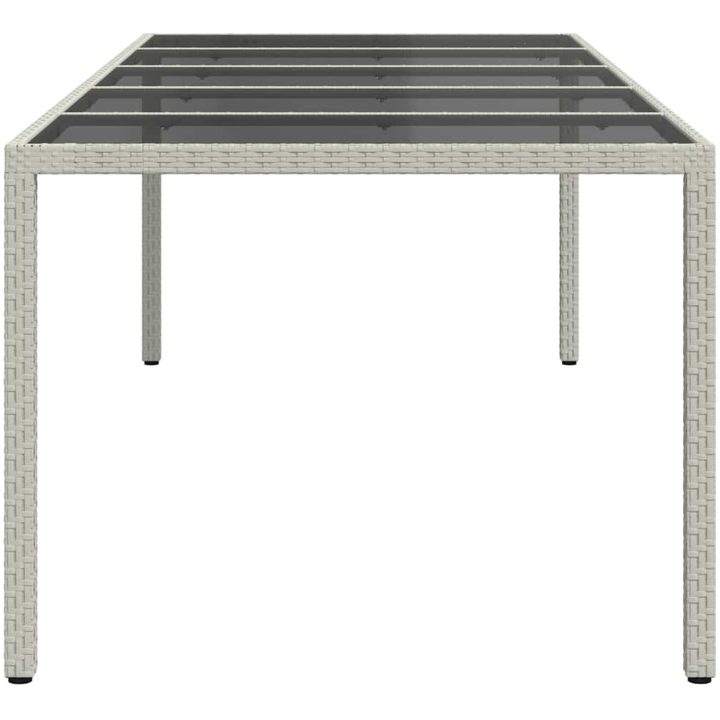 Trädgårdsbord vit 250x100x75 cm konstrotting och härdat glas vidaXL – bild 4