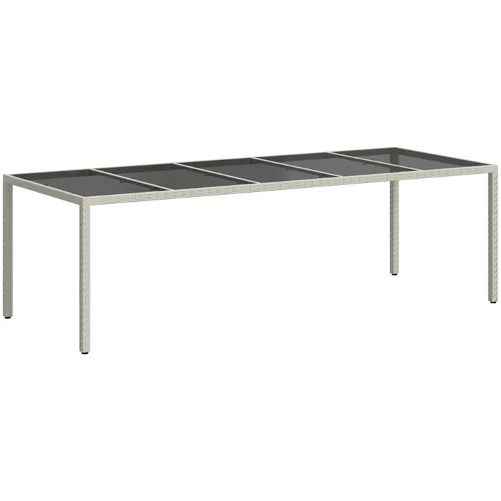 Trädgårdsbord vit 250x100x75 cm konstrotting och härdat glas vidaXL – bild 5
