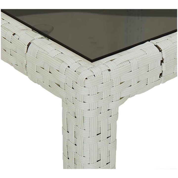Trädgårdsbord vit 250x100x75 cm konstrotting och härdat glas vidaXL – bild 6