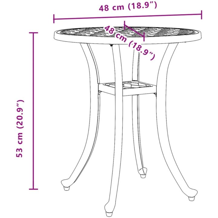 Trädgårdsbord vit ⌀48x53 cm gjuten aluminium vidaXL – bild 11