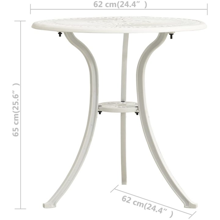 Trädgårdsbord vit 62x62x65 cm gjuten aluminium vidaXL – bild 6