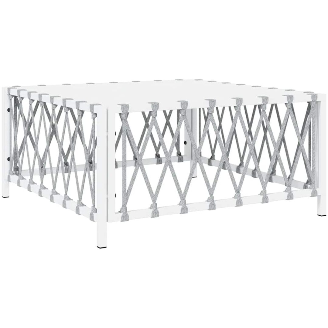 Trädgårdsbord vit 70x70x34 cm vävt tyg vidaXL – bild 2