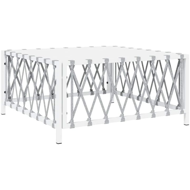 Trädgårdsbord vit 70x70x34 cm vävt tyg vidaXL – bild 2