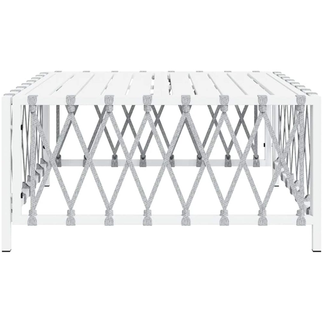 Trädgårdsbord vit 70x70x34 cm vävt tyg vidaXL – bild 4