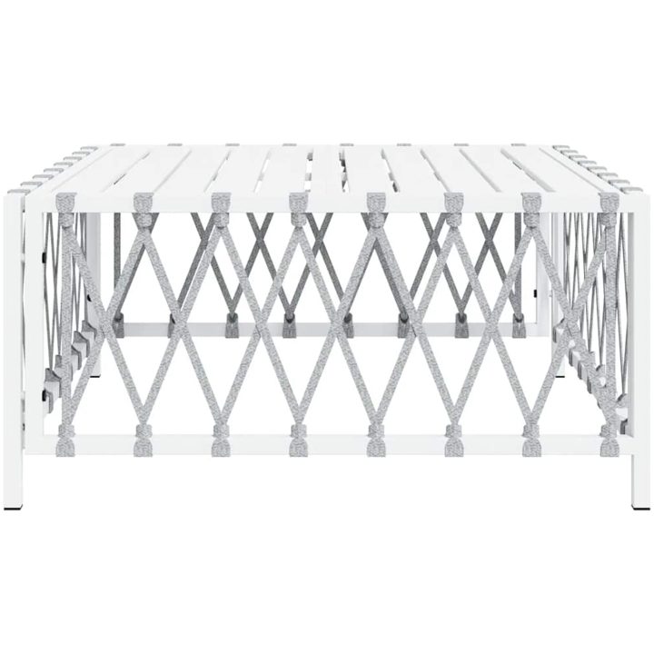 Trädgårdsbord vit 70x70x34 cm vävt tyg vidaXL – bild 4