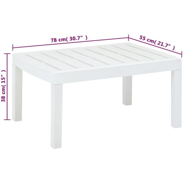 Trädgårdsbord vit 78x55x38 cm plast vidaXL – bild 5