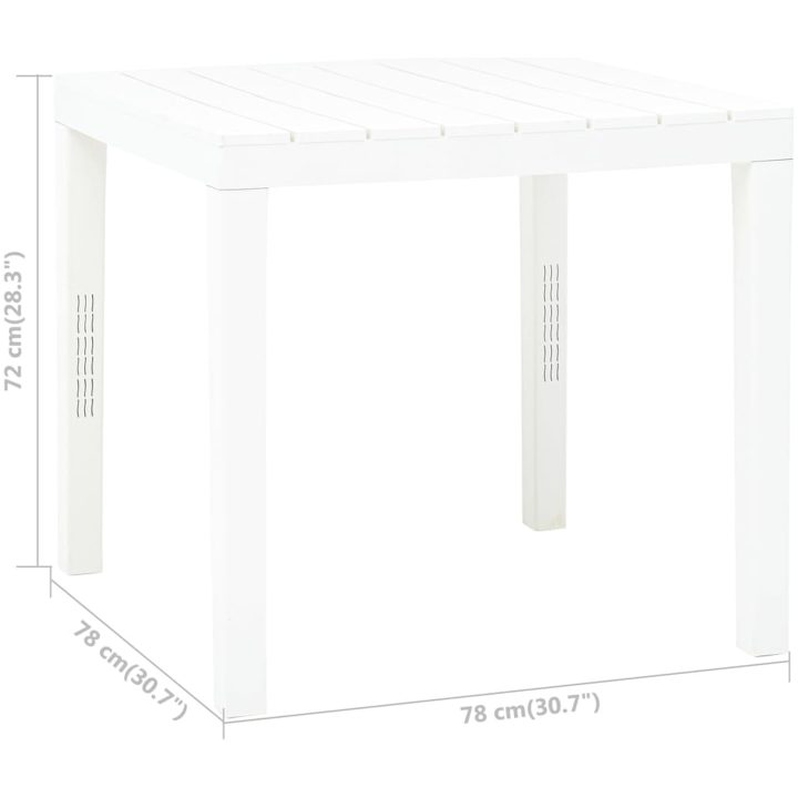 Trädgårdsbord vit 78x78x72 cm plast vidaXL – bild 4