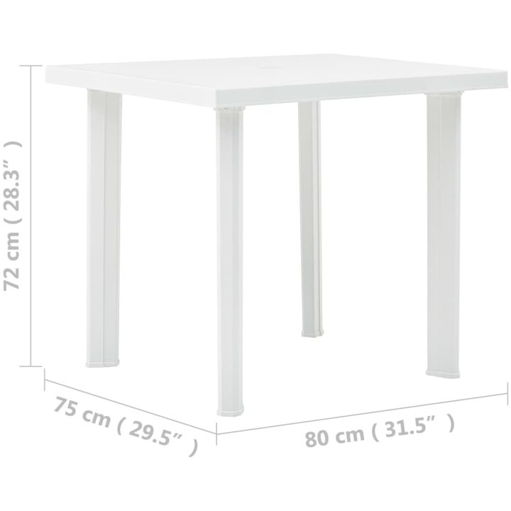 Trädgårdsbord vit 80x75x72 cm plast vidaXL – bild 5