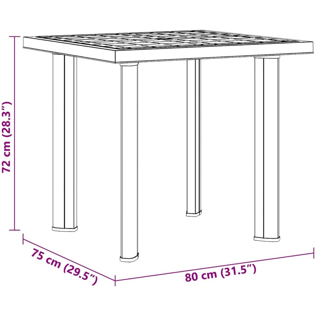 Trädgårdsbord vit 80x75x72 cm plast vidaXL – bild 6