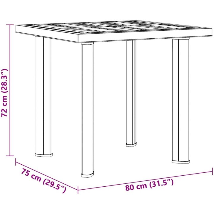 Trädgårdsbord vit 80x75x72 cm plast vidaXL – bild 6