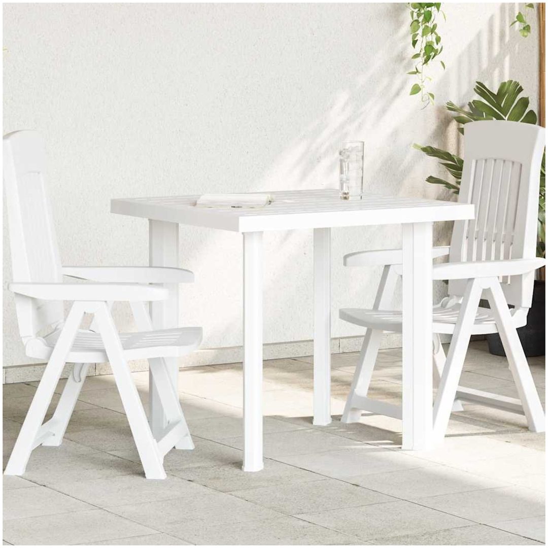 Trädgårdsbord vit 80x75x72 cm plast vidaXL