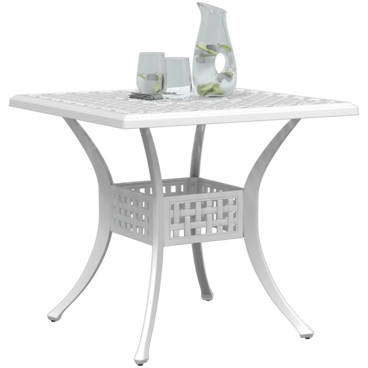 Trädgårdsbord vit 80x80x75 cm gjuten aluminium vidaXL – bild 4