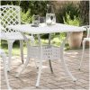 Trädgårdsbord vit 80x80x75 cm gjuten aluminium vidaXL – miniatyr 1