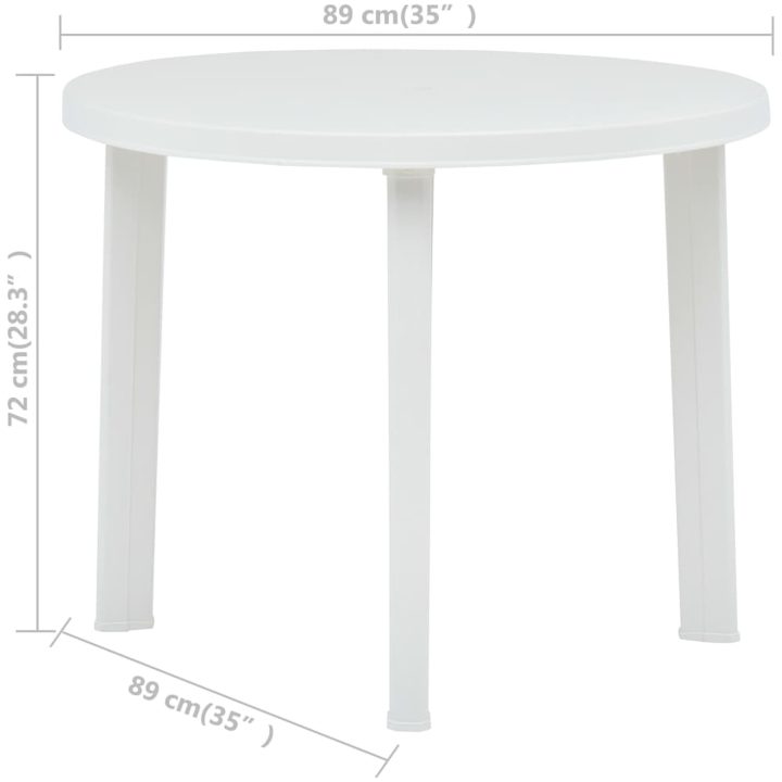 Trädgårdsbord vit 89 cm plast vidaXL – bild 5