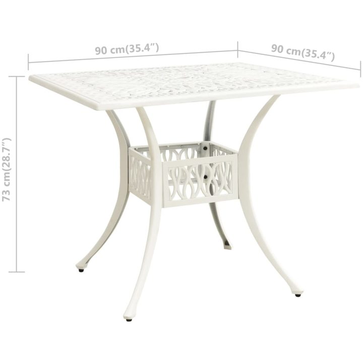 Trädgårdsbord vit 90x90x73 cm gjuten aluminium vidaXL – bild 6