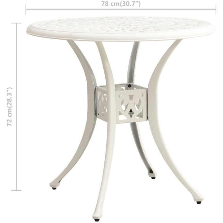 Trädgårdsbord vit gjuten aluminium vidaXL 78 x 78 x 72 cm – bild 6