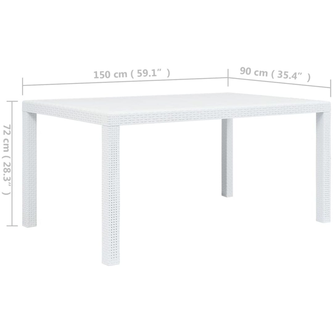 Trädgårdsbord vit konstrotting vidaXL 150 x 90 x 72 cm – bild 4