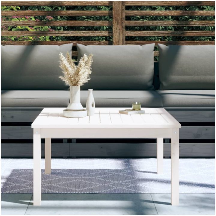 Trädgårdsbord vit massiv furu vidaXL 82.5 x 82.5 x 45 cm – bild 3