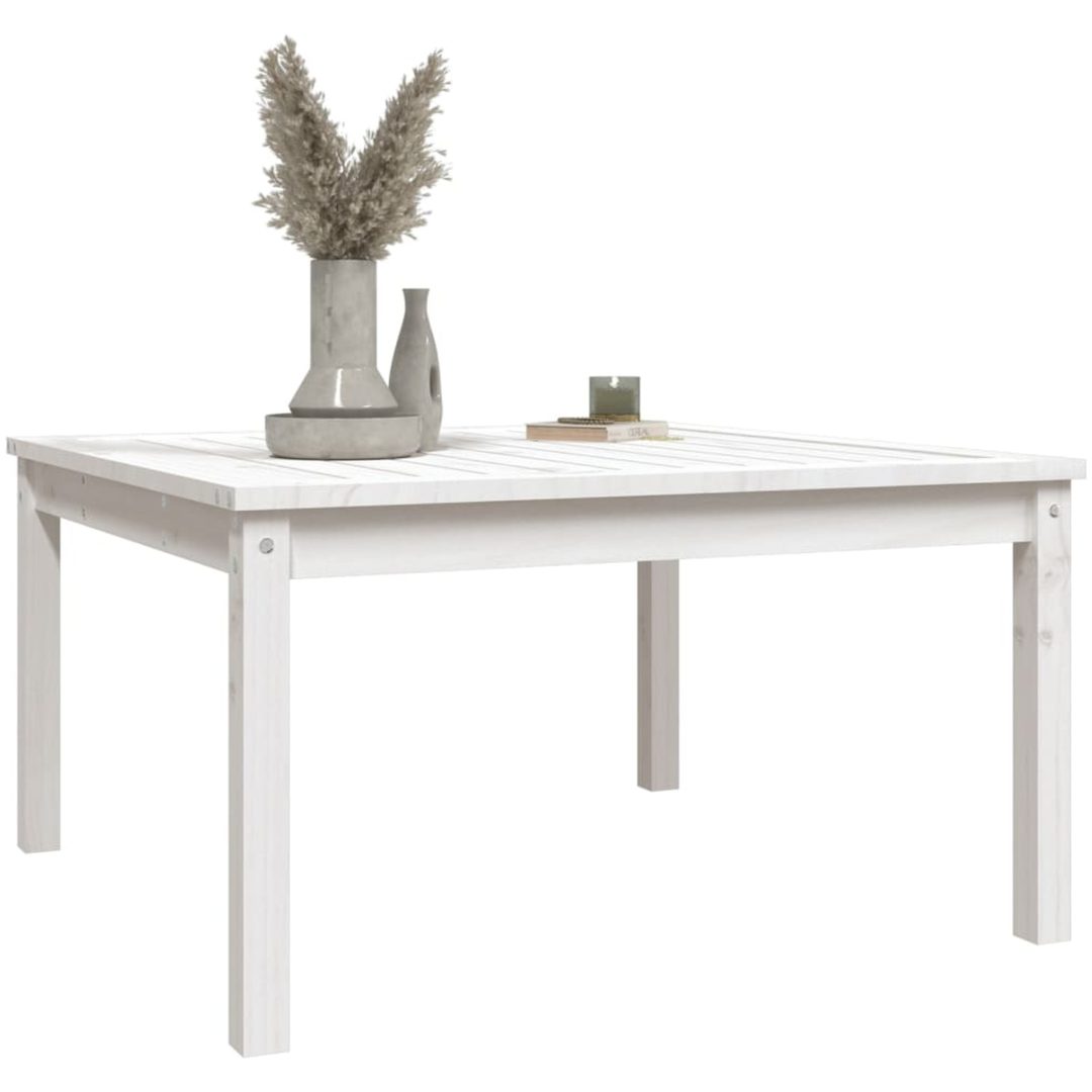 Trädgårdsbord vit massiv furu vidaXL 82.5 x 82.5 x 45 cm – bild 4
